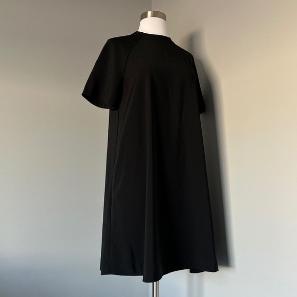 And Other Stories High Neck Black Polyester Scuba A-line Casual Shortsleev Dress - Picture 6 of 14